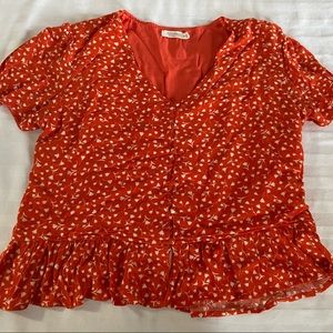 EUC Francesca’s Harper Orange Blouse Size Medium